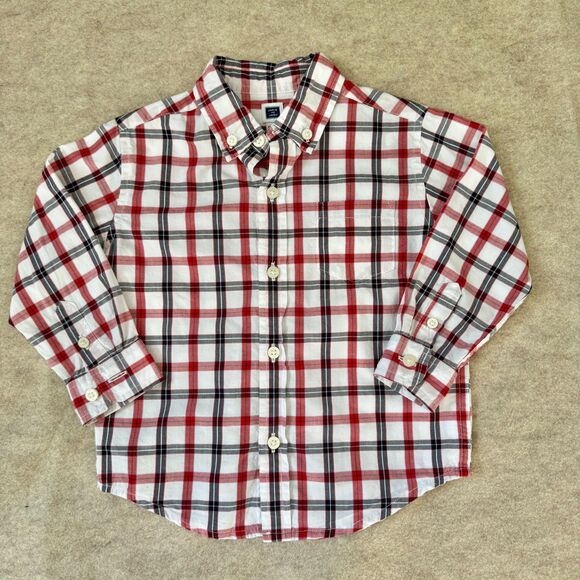 Janie and Jack plaid button-up 2 shirt bundle red yellow Kids 18–24M classic - Picture 2 of 16